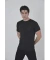 Erkek File Cepli Slim Fit T-shirt - Siyah