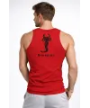Erkek Fitilli Atlet Sıfır Yaka Slim Fit Arka Baskılı Spor Atlet - Kırmızı