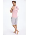 Erkek Fitilli Atlet Sıfır Yaka Slim Fit Arka Baskılı Spor Atlet - Pembe