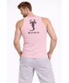 Erkek Fitilli Atlet Sıfır Yaka Slim Fit Arka Baskılı Spor Atlet - Pembe