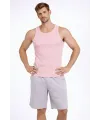 Erkek Fitilli Atlet Sıfır Yaka Slim Fit Arka Baskılı Spor Atlet - Pembe