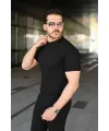 Erkek Fitilli Bisiklet Yaka Kısa Kollu Tişört