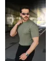Erkek Fitilli Bisiklet Yaka Kısa Kollu Tişört
