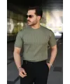 Erkek Fitilli Bisiklet Yaka Kısa Kollu Tişört