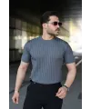 Erkek Fitilli Bisiklet Yaka Kısa Kollu Tişört
