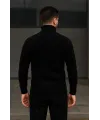 Erkek Fitilli Triko Kazak 2li Set Bebek Mavisi Siyah Regular Balıkcı Yaka Tam Boğazlı Triko Seti Modeli Kazak