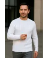 Erkek Fitilli Triko Kazak 2’li Set – Siyah - Beyaz, Kalın Dokuma Pamuklu Regular Fit Bisiklet Yaka Uzun Kollu Rahat Kışlık Kazak Kombini