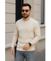 Erkek Fitilli Triko Kazak 3’lü Set – Bej, Bebek Mavisi, SiyahKalın Dokuma Pamuklu Regular Fit Bisiklet Yaka Uzun Kollu Kışlık Ve Baharlık Rahat Triko Kombini