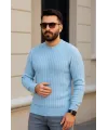 Erkek Fitilli Triko Kazak 3’lü Set – Bej, Bebek Mavisi, SiyahKalın Dokuma Pamuklu Regular Fit Bisiklet Yaka Uzun Kollu Kışlık Ve Baharlık Rahat Triko Kombini