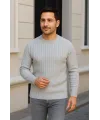 Erkek Fitilli Triko Kazak 3’lü Set – Beyaz, Gri, SiyahKalın Dokuma Pamuklu Regular Fit Bisiklet Yaka Uzun Kollu Kışlık Ve Baharlık Rahat Triko Kombini