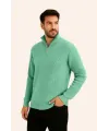 Erkek Fitilli Triko Kazak 3’lü Set – Mint Yeşili, Siyah, Bej Kalın Dokuma Pamuklu Regular Fit V Yaka Fermuarlı Uzun Kollu Rahat Kışlık Kazak Kombini