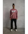 Erkek Güvercin Baskılı Sweatshirt - Gül Kurusu