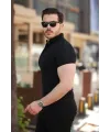 Erkek Hakim Yaka Dokuma Pamuklu Kumaş Kısa Kollu T-shirt