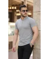 Erkek Hakim Yaka Dokuma Pamuklu Kumaş Kısa Kollu T-shirt