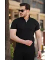 Erkek Hakim Yaka Dokuma Pamuklu Kumaş Kısa Kollu T-shirt