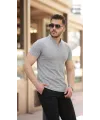 Erkek Hakim Yaka Dokuma Pamuklu Kumaş Kısa Kollu T-shirt