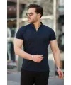Erkek Hakim Yaka Dokuma Pamuklu Kumaş Kısa Kollu T-shirt