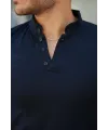 Erkek Hakim Yaka Dokuma Pamuklu Kumaş Kısa Kollu T-shirt