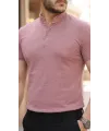 Erkek Hakim Yaka Dokuma Pamuklu Kumaş Kısa Kollu Tişört