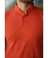Erkek Hakim Yaka Dokuma Pamuklu Kumaş Kısa Kollu Tişört