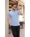 Erkek Hakim Yaka Dokuma Pamuklu Kumaş Kısa Kollu Tişört