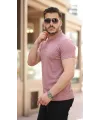 Erkek Hakim Yaka Dokuma Pamuklu Kumaş Kısa Kollu Tişört