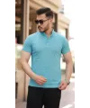 Erkek Hakim Yaka Dokuma Pamuklu Kumaş Kısa Kollu Tişört