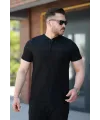 Erkek Hakim Yakalı Kısa Kollu Pamuklu T-shirt