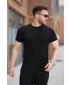 Erkek Ince çizgi Dokulu Bisiklet Yaka Kısa Kollu T-shirt
