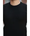 Erkek Ince çizgi Dokulu Bisiklet Yaka Kısa Kollu T-shirt