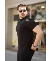 Erkek Ince çizgi Dokulu Kısa Kollu T-shirt