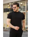 Erkek Ince çizgi Dokulu Kısa Kollu T-shirt