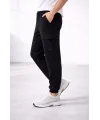Erkek Jogger Eşofman Altı Regular Fit , Kargo Cepli, Lastikli Paça, Günlük Spor Pantolon - Siyah
