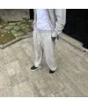 Erkek Kadife Oversize Takım Gömlek Pantolon İkili Set - Gri
