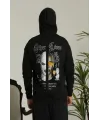 Erkek Kapşonlu Sweatshirt – Oversize Üç İplik Şardonlu Hoodie, “Other Lives” Ön - Arka Baskılı, Kanguru Cepli, Kışlık Rahat Günlük Stil - Siyah