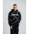 ERKEK Kapüşonlu Varak ve Pano Baskılı Hoodie  SweatShirt- Siyah