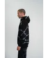 ERKEK Kapüşonlu Varak ve Pano Baskılı Hoodie  SweatShirt- Siyah