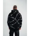 ERKEK Kapüşonlu Varak ve Pano Baskılı Hoodie  SweatShirt- Siyah