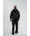 ERKEK Kapüşonlu Varak ve Pano Baskılı Hoodie  SweatShirt- Siyah
