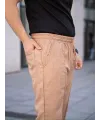 Erkek Keten Cepli Çıma Dikişli Jogger Buggy Pantalon Rahat Kalıp - Kahverengi