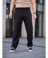 Erkek Keten Cepli Çıma Dikişli Jogger Buggy Pantalon Rahat Kalıp - Siyah