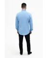 Erkek KETEN Kumaş Oversize Uzun Kollu Rahat Kalıp Gömlek - Açık Mavi