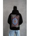 Erkek Kilim Desen Kapüşonlu - Siyah