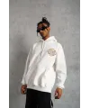 Erkek Kilim Desen Kapüşonlu Sweat- Beyaz