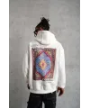 Erkek Kilim Desen Kapüşonlu Sweat- Beyaz