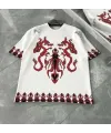 Erkek  Kısa kol Bisiklet Yaka Baskılı Oversize T-Shirt - Beyaz