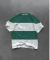 Erkek  Kısa kol Bisiklet Yaka Parçalı T-Shirt - Yeşil