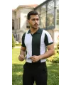 Erkek Kısa Kollu Polo Yakalı Blok Desenli Triko Bluz