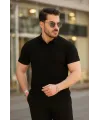 Erkek Kısa Kollu Yakalı çizgi Desenli Triko Bluz