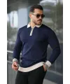 Erkek Kol Ve Yaka Detaylı Uzun Kollu Triko
